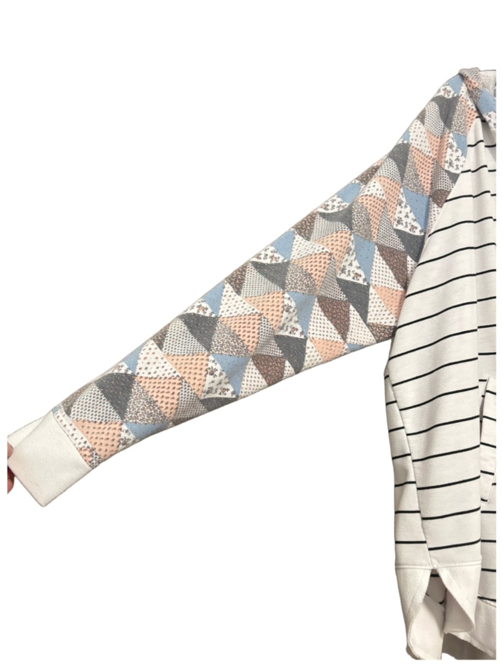 Striped Patchwork Lace Up Harmony Hoodie - Picture 4 of 6